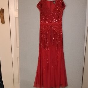 Adrianna Papell Red Sequin Gown